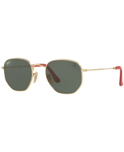 Ray Ban Rb3548nm Scuderia Ferrari Collection Sunglasses Gold Frame Green Lenses 51-21