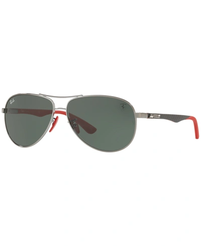Ray Ban Rb8313m Scuderia Ferrari Collection Sunglasses Black Frame Green Lenses 61-13