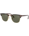 Ray Ban Clubmaster Classic Sunglasses Tortoise Frame Green Lenses Polarized 55-19 In Red Havana