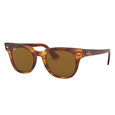 Ray Ban Meteor Classic Sunglasses Tortoise Frame Brown Lenses 50-20 In Striped Havana