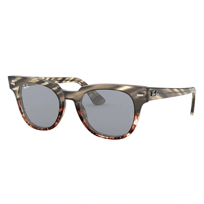Ray Ban Meteor Striped Havana Sunglasses Grey Frame Gold Lenses 50-20