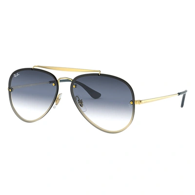 Ray Ban Blaze Aviator Sunglasses Gold Frame Blue Lenses 61-13