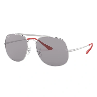 Ray Ban General Pop Sunglasses Silver Frame Grey Lenses Polarized 57-17