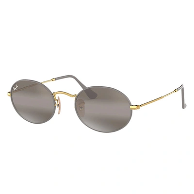 Ray Ban Oval Sonnenbrillen Gold Fassung Grau Glas 51-21