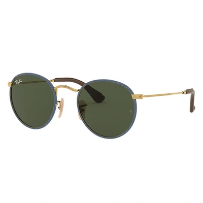 Ray Ban Round Craft Sunglasses Gold Frame Green Lenses 50-21