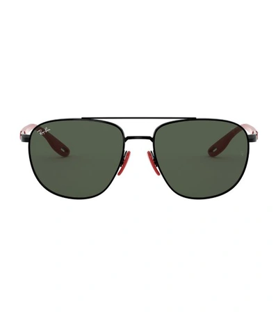 Ray Ban Rb3659m Scuderia Ferrari Collection Sunglasses Black Frame Green Lenses 57-17