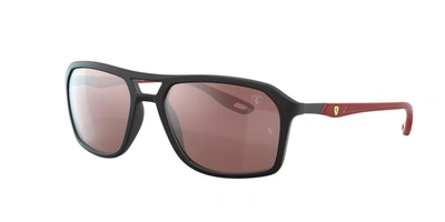Ray Ban Rb4329m Scuderia Ferrari Collection Sunglasses Rubber Red Frame Violet Lenses Polarized 57-19 In Rot