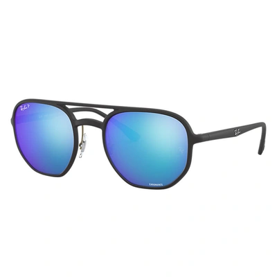 Ray Ban Rb4321ch Chromance Sunglasses Black Frame Blue Lenses Polarized 53-21 In Schwarz