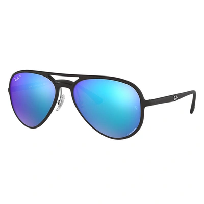 Ray Ban Rb4320ch Chromance Sunglasses Black Frame Blue Lenses Polarized 58-16