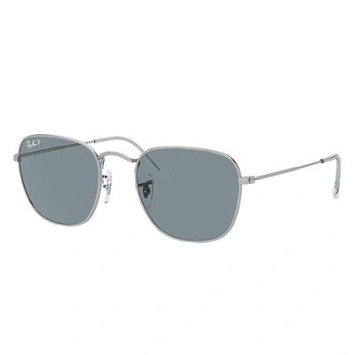 Ray Ban Frank Sunglasses Silver Frame Blue Lenses Polarized 51-20