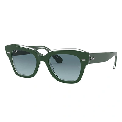 Ray Ban State Street Sunglasses Green Frame Blue Lenses 49-20 In Grün