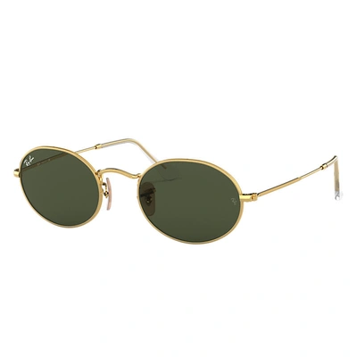 Ray Ban Sunglasses Unisex Oval - Gold Frame Green Lenses 54-21