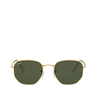 Ray Ban Hexagonal Legend Gold Sunglasses Gold Frame Green Lenses 54-21