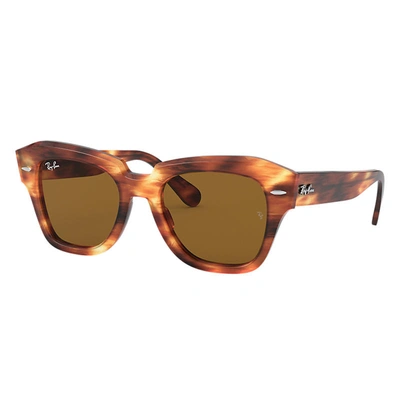 Ray Ban State Street Sunglasses Tortoise Frame Brown Lenses 49-20 In Havana
