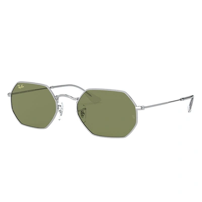 Ray Ban Octagonal Legend Gold Sunglasses Silver Frame Green Lenses 53-21