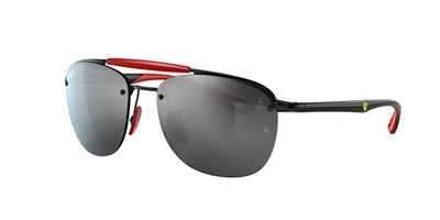 Ray Ban Rb3662m Scuderia Ferrari Collection Sunglasses Black Frame Silver Lenses 59-17