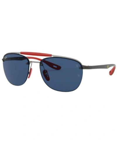 Ray Ban Rb3662m Scuderia Ferrari Collection Sunglasses Gunmetal Frame Blue Lenses 59-17