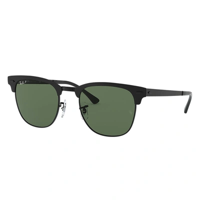 Ray Ban Clubmaster Metal Sunglasses Black Frame Green Lenses Polarized 51-21