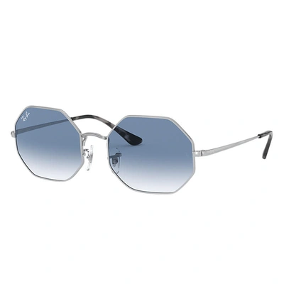Ray Ban Octagon 1972 Sunglasses Silver Frame Blue Lenses 54-19