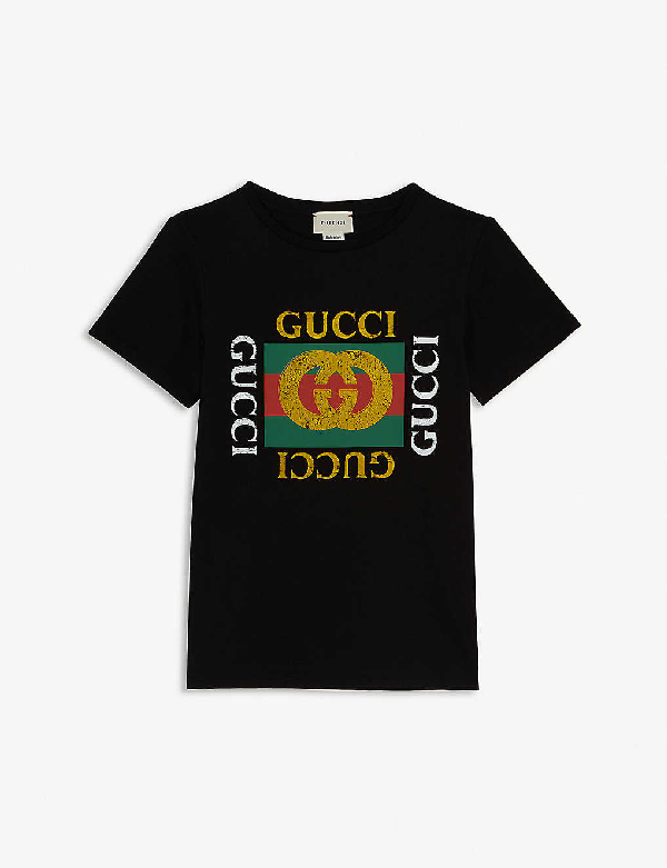 Gucci Kids' Vintage Square Logo Cotton T-shirt 4-10 Years | ModeSens