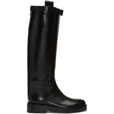 Ann Demeulemeester Buckled Leather Knee Boots In Black