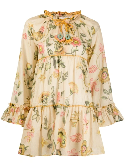 Anjuna Lara Floral-print Tiered Dress In Neutrals