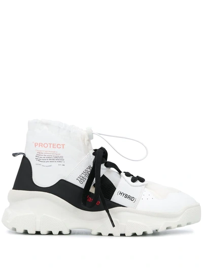 F_wd High-top Slogan Sneakers In White