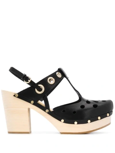 Red Valentino Laser Cut Detailing Clogs In Black