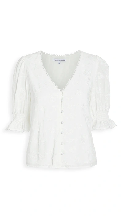 Cupcakes And Cashmere Floria Puff Sleeve Top In Marshmallow