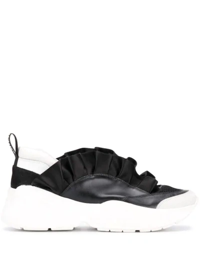 Emilio Pucci Ruffled Low-top Sneakers In Black