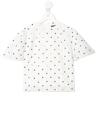 Velveteen Kids' Madison Dotted T-shirt In White