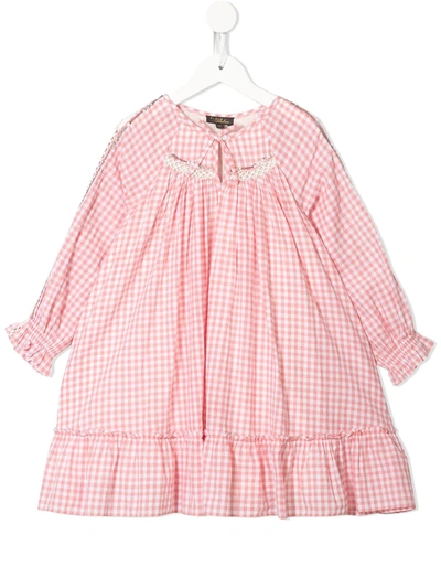 Velveteen Kids' Frankie Gingham Boho Dress In Pink
