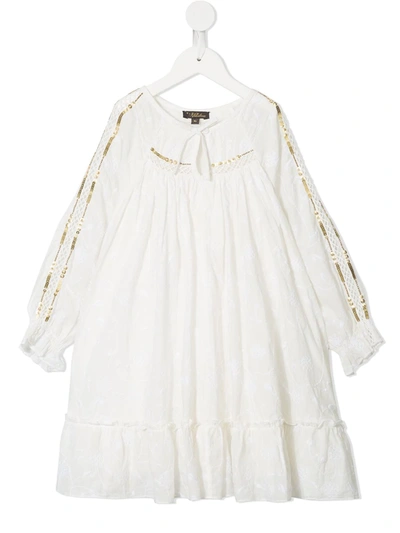 Velveteen Kids' Frankie Sequin Trimmed Dress In White