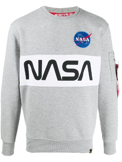 Alpha Industries Nasa Crew Neck Sweatshirt In Grey
