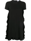 Red Valentino Ruffle Trim Shift Dress In Black