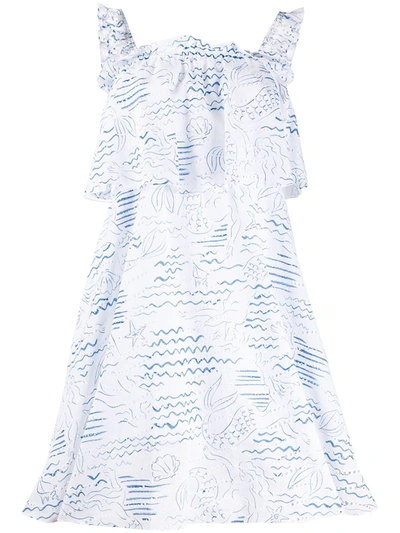 Kenzo Wave Mermaid Frilled Dress In White