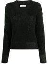 Laneus Long-sleeve Fitted Jumper In Black