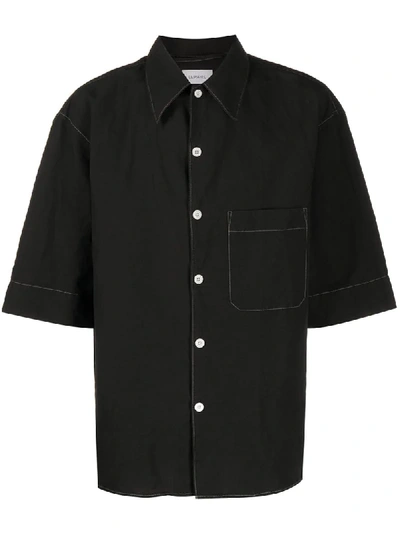 Lemaire Contrast-stitch Oversized Shirt In Black