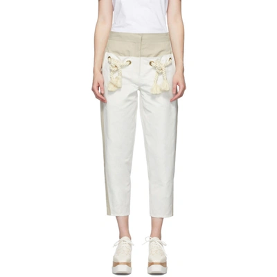 Stella Mccartney Off-white & White Cropped Amanda Trousers In 9200 Cream