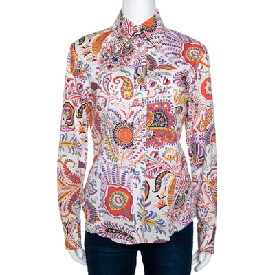 Pre-owned Etro Multicolor Paisley Print Cotton Long Sleeve Shirt L