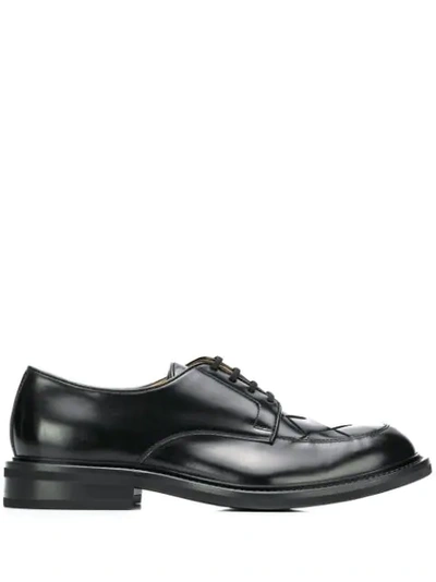 Bottega Veneta Intrecciato Weave Detailed Derby Shoes In Black