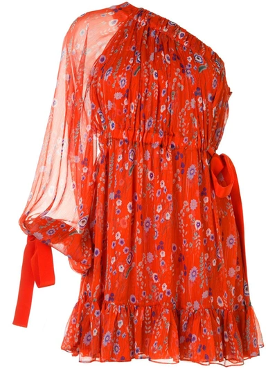 Alexis Edyta Floral One Shoulder Dress In Orange