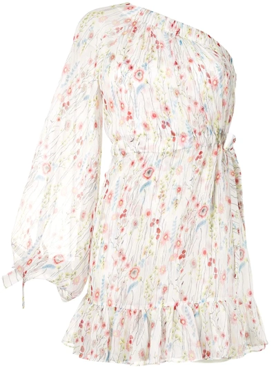 Alexis Edyta Floral One Shoulder Dress In White