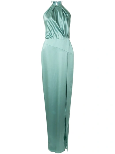 Michelle Mason Sleeveless Halterneck Cocktail Dress In Green