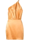 Michelle Mason One Shoulder Silk Dress In Gold