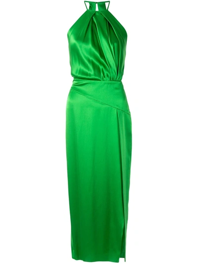 Michelle Mason Sleeveless Halterneck Dress In Green