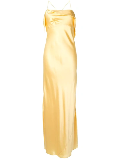 Michelle Mason Draped-neck Cocktail Dress In Yellow