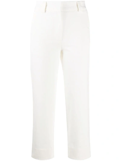 Moncler White Straight-leg Twill Trousers, Trousers, White, Cotton