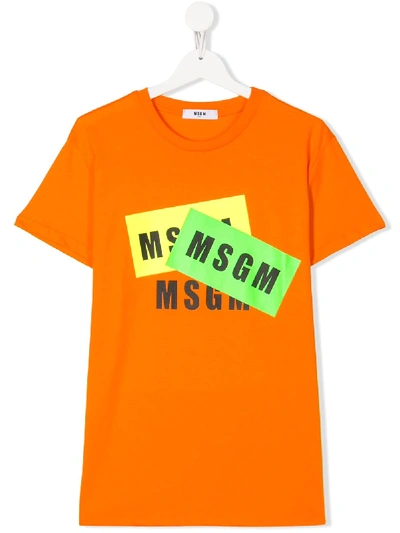 Msgm Teen Logo Print T-shirt In Orange