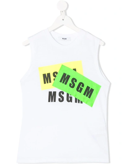 Msgm Kids' Sleeveless Tank Top In White